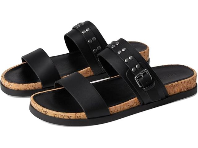 (取寄) ラッキーブランド レディース スタデッド トゥー バンド フラッツ サンダル Lucky Brand women Dineesa Studded Two Band Flat Sandals Black