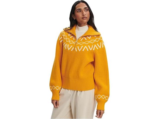 (取寄) バーリー レディース シグリッド フェアアイル 1/2 ジップ ニット Varley women Sigrid Fairisle 1/2 Zip Knit Alpine Gold