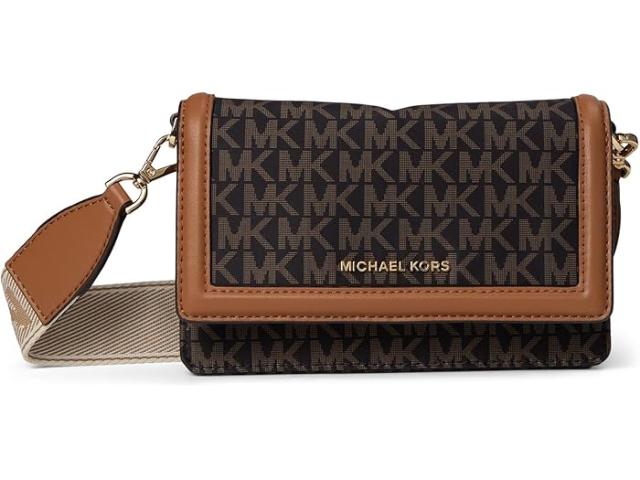 (取寄) マイケルコース レディース ジェット セット スモール フォン クロスボディ ウィズ ロゴ ウエブ ストラップ MICHAEL Michael Kors women Jet Set Small Phone Crossbody With Logo Web Strap Brown/Acorn