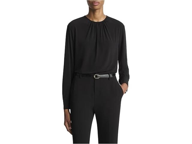 (取寄) ヴィンス レディース ソフト ギャザード ブラウザ Vince women Soft Gathered Blouse Black