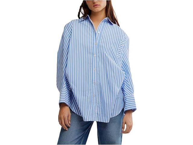 (取寄) フリーピープル レディース サビヌ ストライプド アーティキュレイト シャツ Free People women Sabine Striped Articulated Shirt Oxford Stripe/Blue