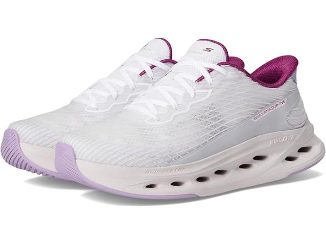 (取寄) スケッチャーズ レディース マックス クッショニニグ グライド ステップ サファイア ハンズ フリー スリップインズ SKECHERS women Max Cushioning Glide Step Sapphire Hands Free Slip-Ins White/Lavender
