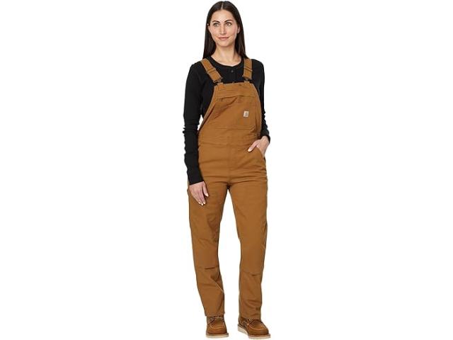 (取寄) カーハート レディース ラギッド フレックス ルーズ フィット キャンバス ビブ オーバーオール Carhartt women Rugged Flex Loose Fit Canvas Bib Overalls Carhartt Brown