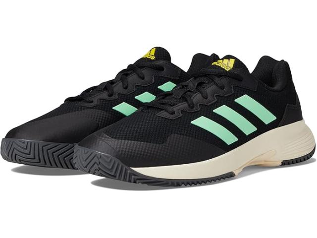 (取寄) アディダス メンズ ゲーム コート 2 テニス シューズ adidas men Game Court 2 Tennis Shoes Black/Beam Green/Beam Yellow