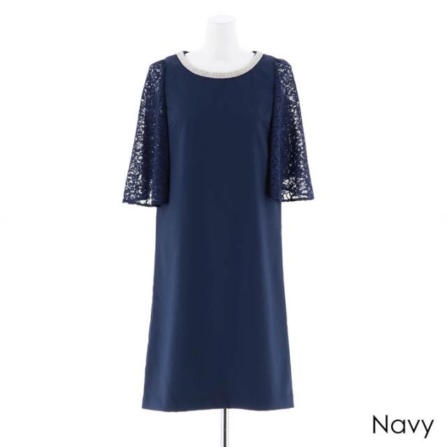 ドレス darial ヘムライン レース ケープ スリーブ ボックス