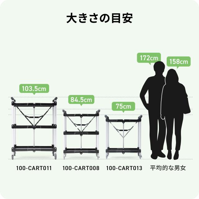 折りたたみ ツールワゴン 2段 4輪キャスター付き 総耐荷重50kg[100-CART013]_15