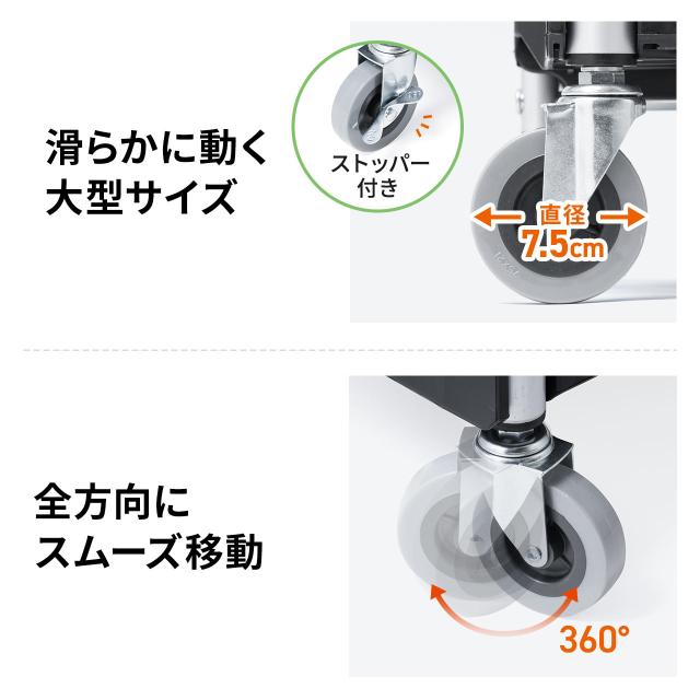 折りたたみ ツールワゴン 2段 4輪キャスター付き 総耐荷重50kg[100-CART013]_10