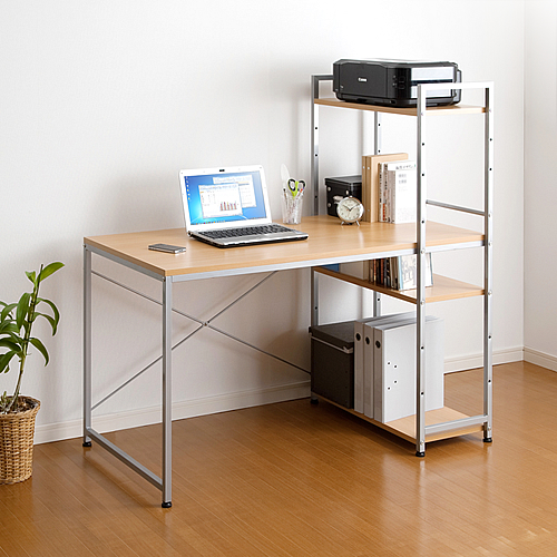 収納ラックつきデスク 幅1cm 奥行60cm 収納デスク パソコンデスク 学習机 100 Desk064 の通販はau Pay マーケット サンワダイレクト