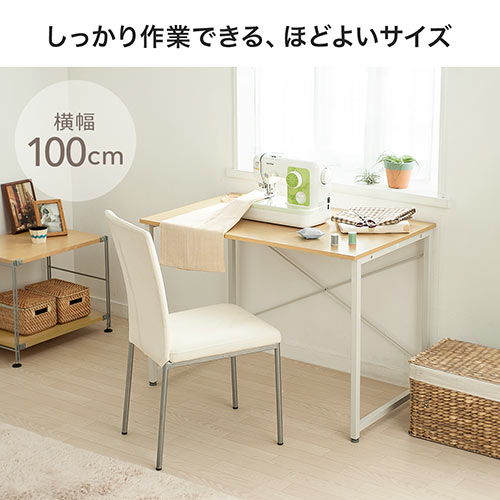 ワークデスク 幅100cm 奥行60cm 組立簡単 平机 パソコンデスク [100-DESKF003]_1