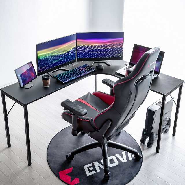 L字デスク 幅140cm+120cm 奥行40cm コーナーデスク ブラック[100