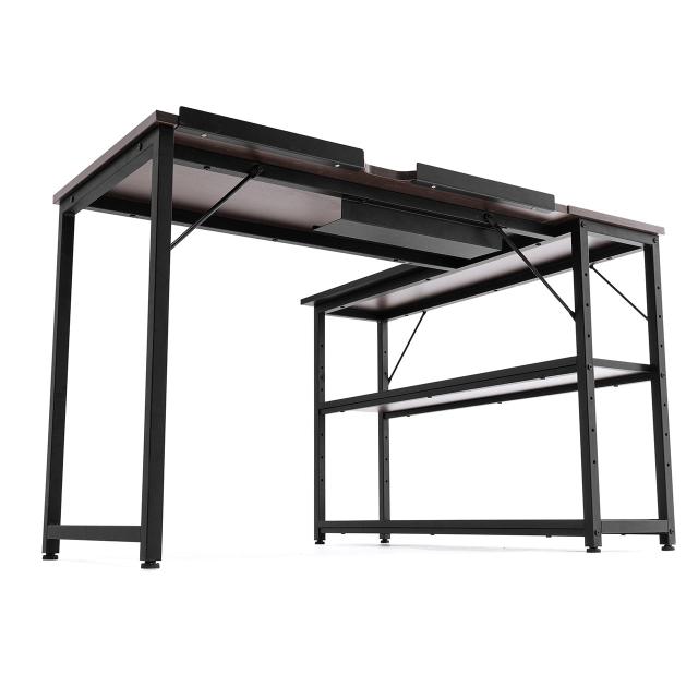 L字デスク サイドシェルフ付き 幅120cm 奥行105cm コーナーデスク[100-DESKH042M]_3