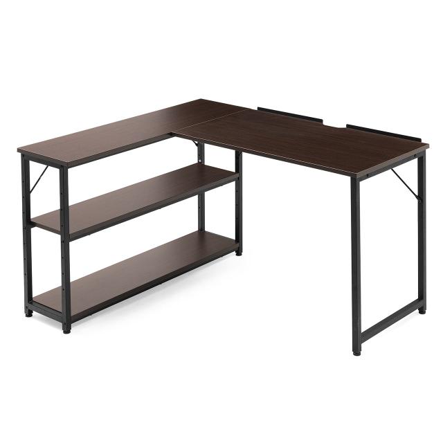 L字デスク サイドシェルフ付き 幅120cm 奥行105cm コーナーデスク[100-DESKH042M]_1