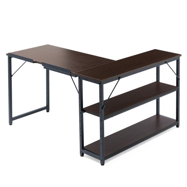 L字デスク サイドシェルフ付き 幅120cm 奥行105cm コーナーデスク[100-DESKH042M]_2