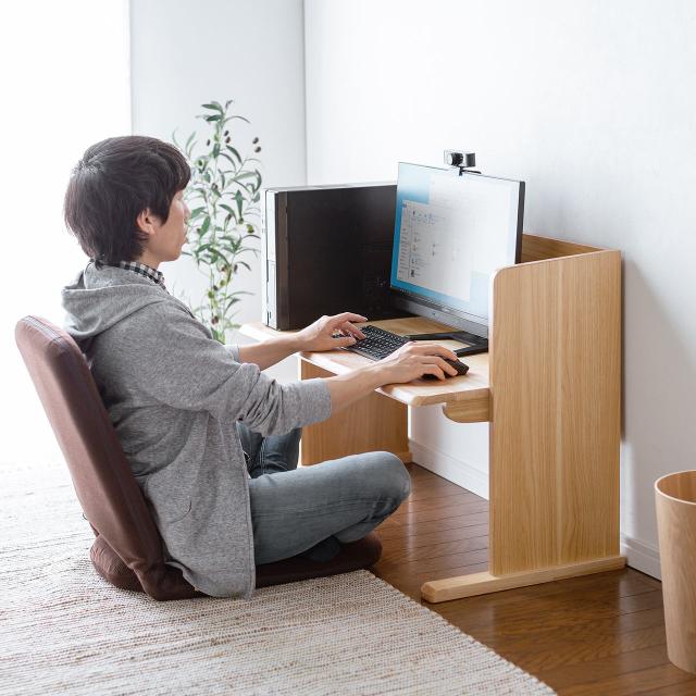 ローデスク 天板の高さを調整できる 40〜60cm 6段階調整 幅93.6cm[100-DESKL011M]_15