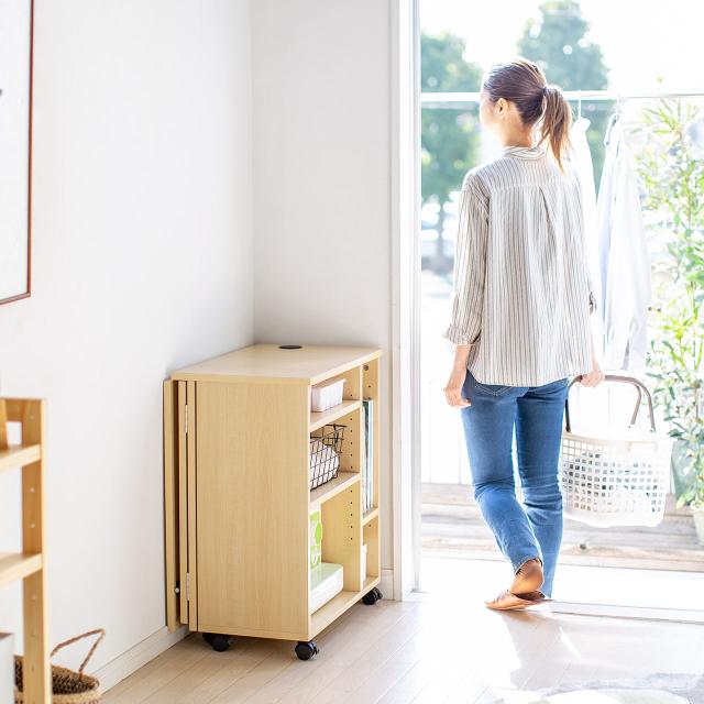折りたたみデスク 収納ラック キャスター付き 折りたたみワゴン 作業台 リビング学習 テレワーク[100-DESKN010]_7