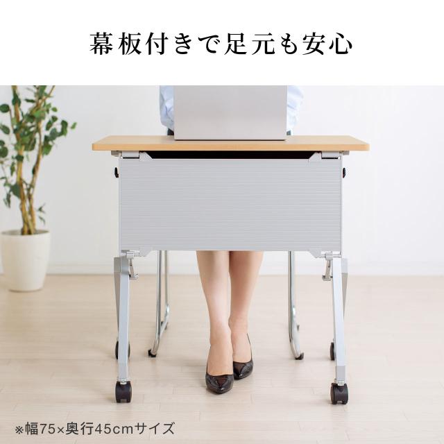 折りたたみデスク 幅100cm 奥行60cm キャスター付き 木目調　ライトブラウン[100-FD019M]_16