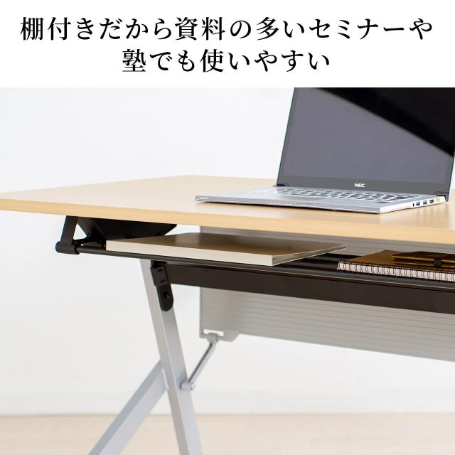 折りたたみデスク 幅100cm 奥行60cm キャスター付き 木目調　ライトブラウン[100-FD019M]_11
