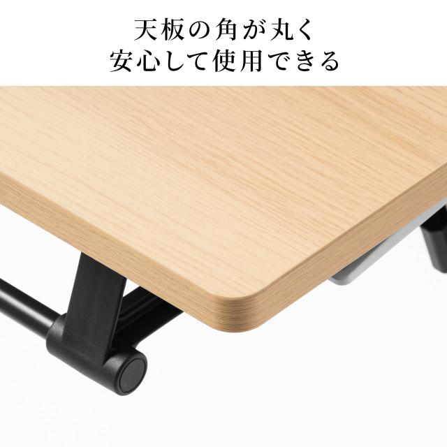折りたたみデスク 幅120cm 奥行60cm キャスター付き 木目調　ライトブラウン[100-FD020M]_15