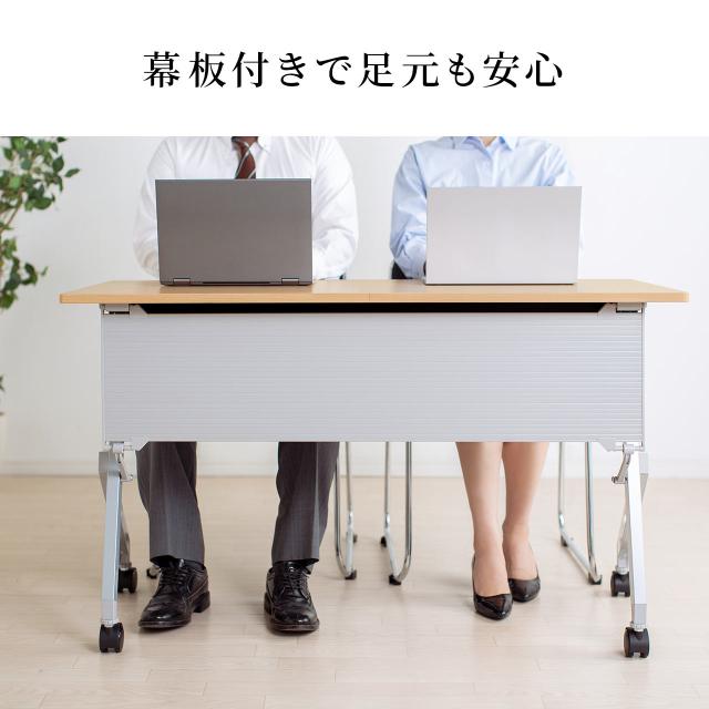 折りたたみデスク 幅120cm 奥行60cm キャスター付き 木目調　ライトブラウン[100-FD020M]_16
