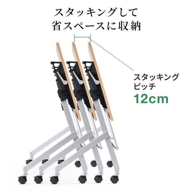 折りたたみデスク 幅120cm 奥行60cm キャスター付き 木目調　ライトブラウン[100-FD020M]_10