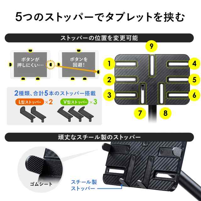 タブレットアームスタンド クランプ式 ポール取り付け用 7 11インチ対応 100 Latab019 の通販はau Pay マーケット サンワダイレクト