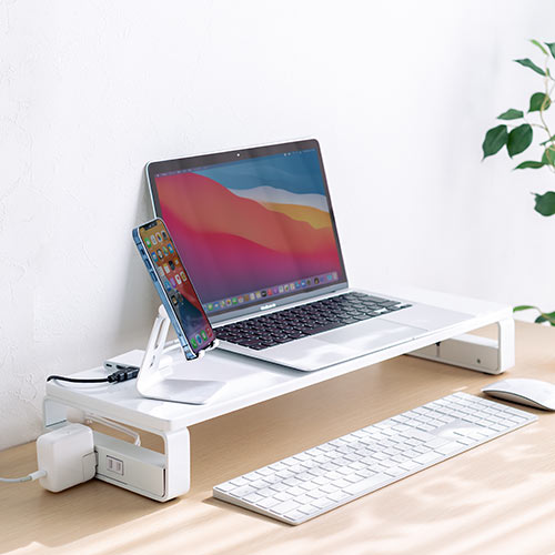 液晶モニター台 幅60cm USBハブ 電源タップ付き モニタースタンド [100