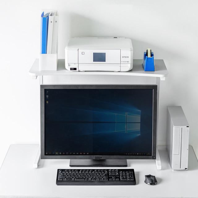 机上ラック 幅80cm モニター上台 ディスプレイ台 プリンタ設置 収納トレー[100-MR165] agesugi_sisの通販は