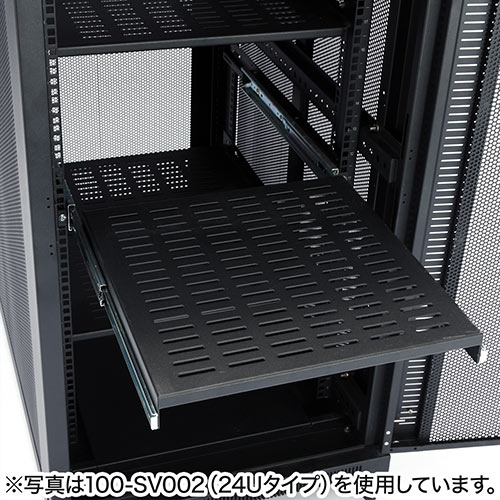 19インチ サーバーラック 12U 奥行100cm 棚板2枚つき ブラック
