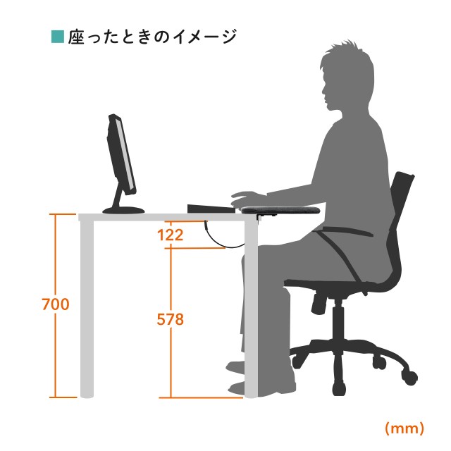 リストレスト 幅60cm メッシュ生地 肘置き台 デスクにワンタッチ