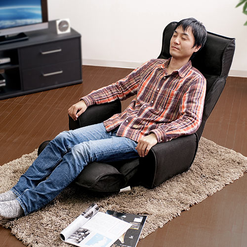 肘掛け付き ハイバック座椅子 ふんわり 低反発ウレタン リクライニング