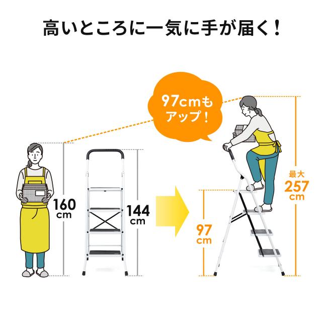 折りたたみ踏み台 4段 耐荷重100kg脚立[150-SNCH038]