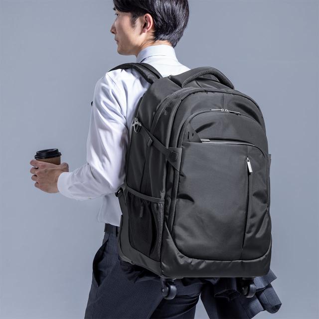 キャリーリュック キャリーバッグ 2WAY トロリー 4輪 ビジネスリュック 35リットル ブラック[200-BAGCR011BK]_17