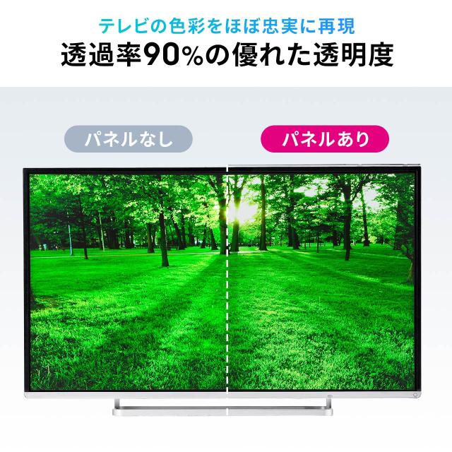 テレビ保護パネル テレビフィルター 55インチ キズ防止 厚み3mm 透過率90% 落下防止ベルト付き 光沢[200-CRT032]_3