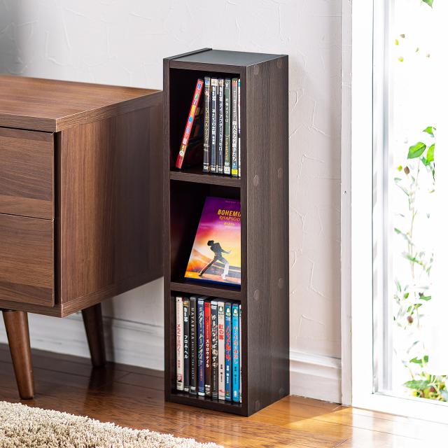 CD/DVD/BD ラック 3段 収納ラック 木目調 ブラウン ライト