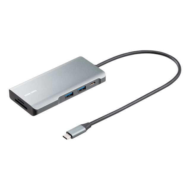 USBタイプCモバイルドッキングステーション ロングケーブル 7in1 4K 60Hz対応 HDMI SD microSD USB×2 PD100W LAN EZ4-HUB090BK