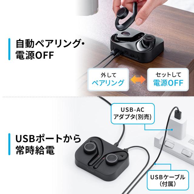 オープンイヤー型 ワイヤレスイヤホン テレビ用 Bluetooth