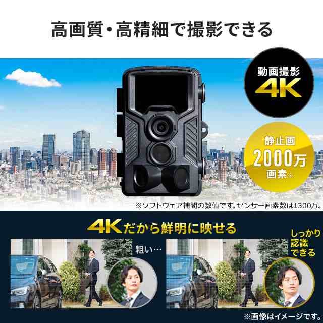 4K トレイルカメラ 不可視赤外線LEDタイプ 屋外 暗視 940nm 広角