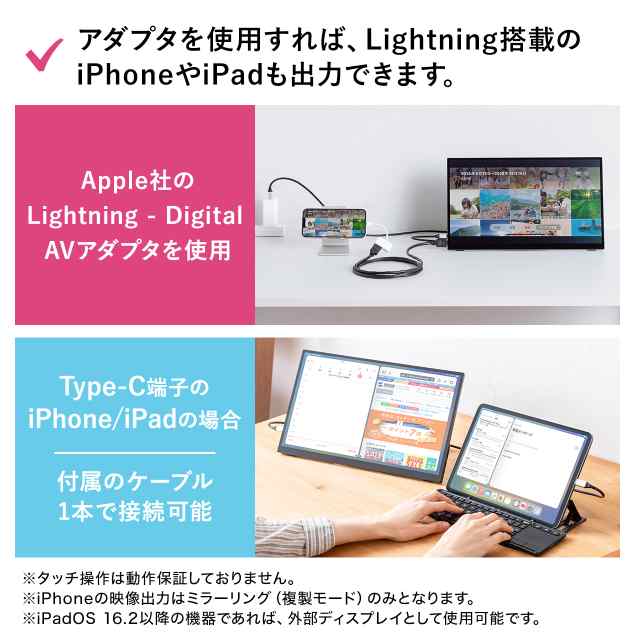 モバイルモニター 15.6インチ タッチパネル スタンド対応 mac os対応