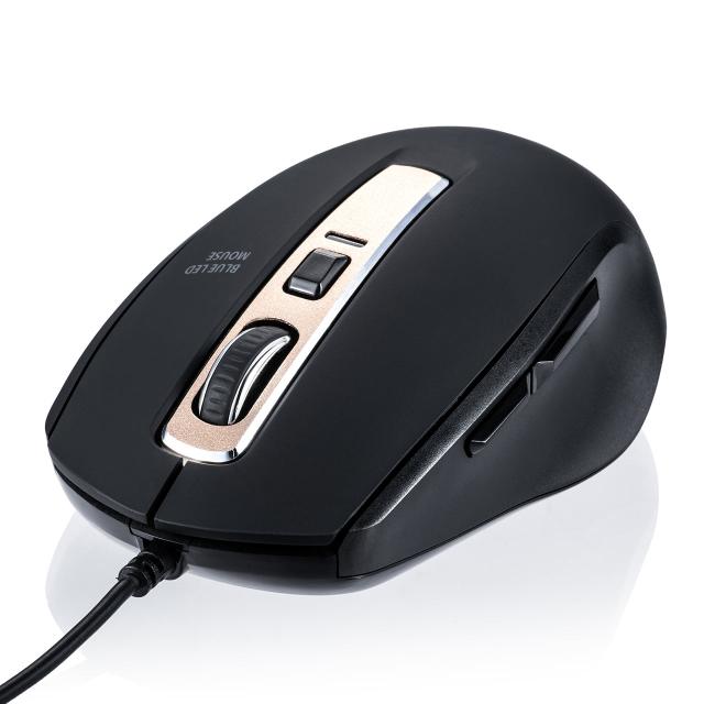 静音マウス 有線 Usb接続 高感度 ブルーledセンサー 5ボタン カウント切り替え800 10 1600 00 400 Ma124bk の通販はau Pay マーケット サンワダイレクト