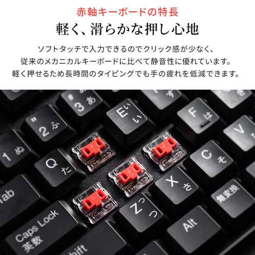 メカニカルキーボード USB接続 テンキー付き 青軸 赤軸 ロー