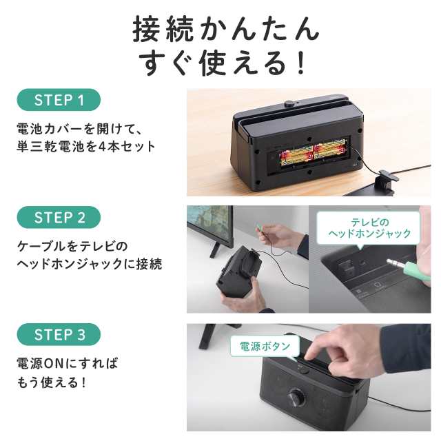 手元スピーカー 3.5mmステレオミニプラグ接続 ケーブル5m 乾電池式