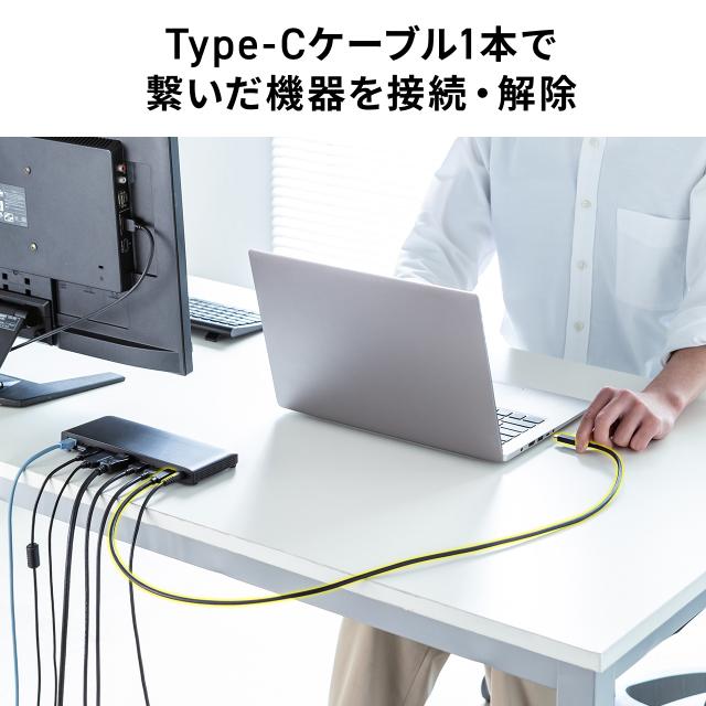 ドッキングステーション HDMI2つ 3画面出力対応 USB-C接続 専用AC付属 薄型 4K/60Hz対応[400-VGA020]_2