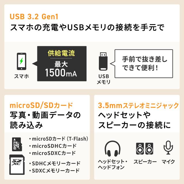 ドッキングステーション HDMI2つ 3画面出力対応 USB-C接続 専用AC付属 薄型 4K/60Hz対応[400-VGA020]_7
