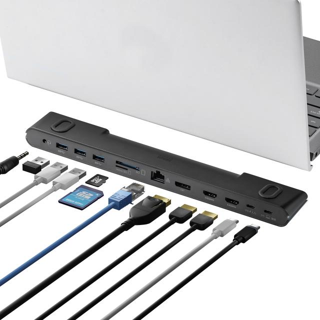 ドッキングステーション HDMI2つ 3画面出力対応 USB-C接続 スタンド機能 コンパクトサイズ 4K/60Hz対応[400-VGA021]_15