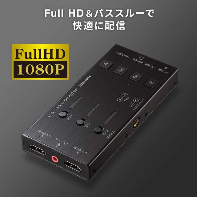 HDMIキャプチャー 2入力 2台映像同時配信 音声出力 USBPD60W対応