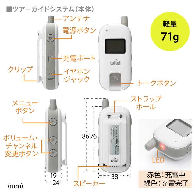 ワイヤレスガイドシステム ガイド用イヤホンマイク 旅行 団体 ガイド