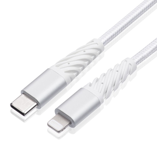 断線しにくい USB-C Lightningケーブル 1m ホワイト 高耐久 メッシュ