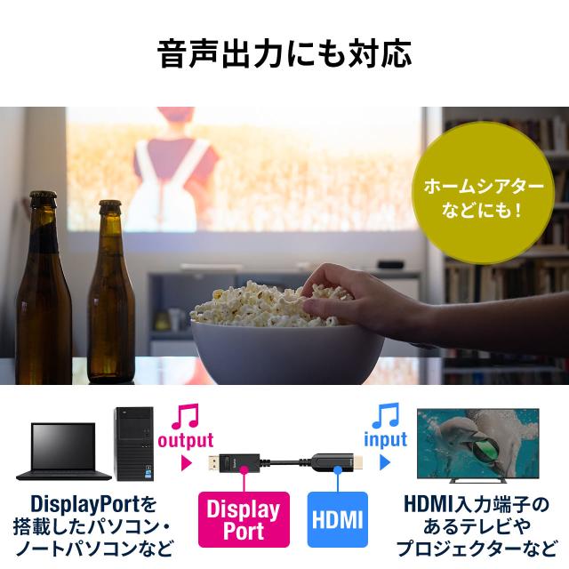 DisplayPort HDMI 取り替えっこ有線テレビ グラスファイバー 10m 4K/60サイクル相応う 黒いこと[500-KC039-10]