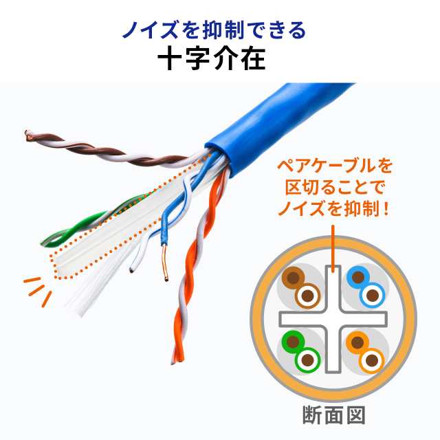 CAT6A 自作用LANケーブル 100m ケーブルのみ 伝送速度10Gbps 伝送帯域