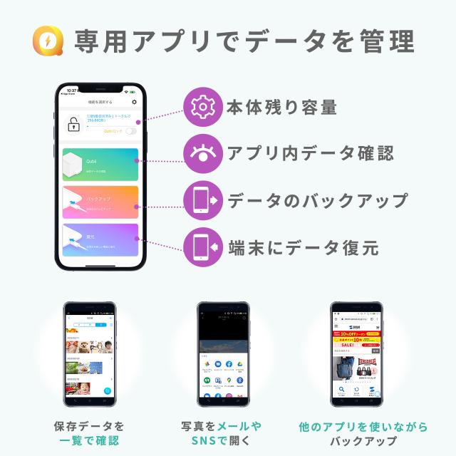 Qubii EX 512GB Type-C接続 PD60W 高速充電 iOS Android 自動バックアップ パソコン不要 容量不足解消 iPad iPhone15対応 ローズゴールド ブルー ホワイト[600-IPLBC512G]_12